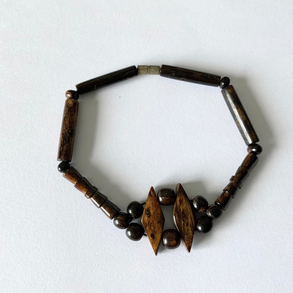 Vintage Wooden Brown Beaded Bracelet